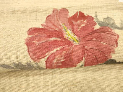 平和屋着物＊夏物 八寸名古屋帯 作家物 手描き 枝花文 麻 逸品 DAAY8433cm