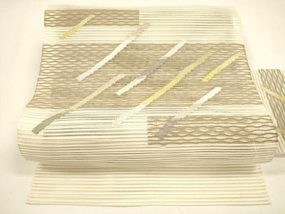 平和屋着物＊夏物 絽綴れ 八寸名古屋帯 抽象文様 金銀糸 正絹 逸品 DAAY8436cm