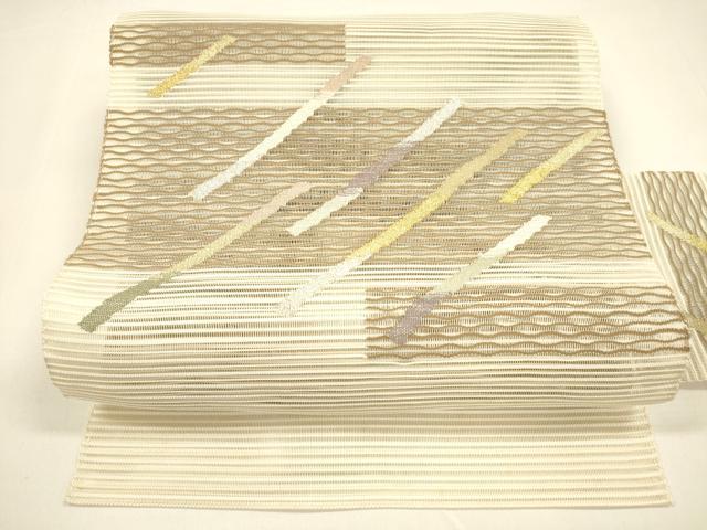 平和屋着物＊夏物 絽綴れ 八寸名古屋帯 抽象文様 金銀糸 正絹 逸品 DAAY8436cm