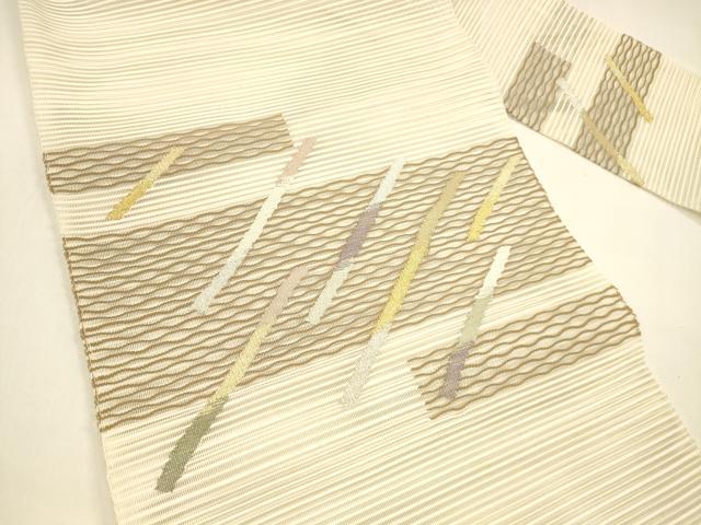 平和屋着物＊夏物 絽綴れ 八寸名古屋帯 抽象文様 金銀糸 正絹 逸品 DAAY8436cm