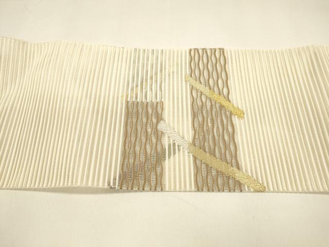 平和屋着物＊夏物 絽綴れ 八寸名古屋帯 抽象文様 金銀糸 正絹 逸品 DAAY8436cm