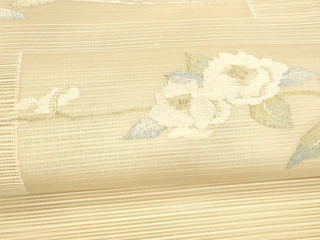 平和屋着物＊夏物 絽綴れ 八寸名古屋帯 枝花文 金銀糸