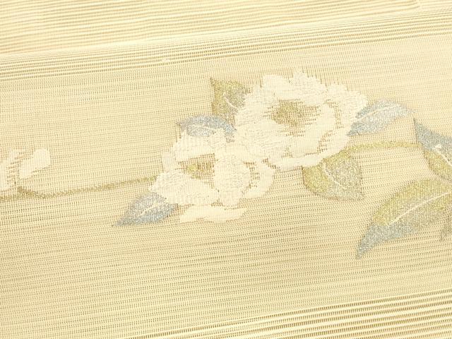 平和屋着物＊夏物 絽綴れ 八寸名古屋帯 枝花文 金銀糸