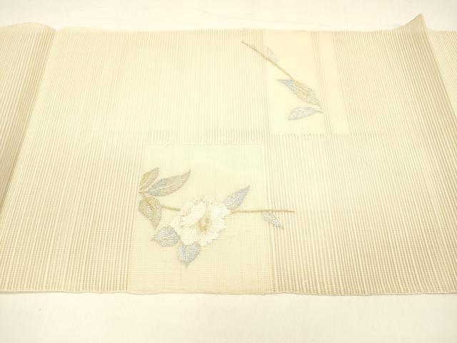 平和屋着物＊夏物 絽綴れ 八寸名古屋帯 枝花文 金銀糸