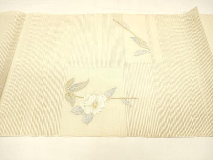 平和屋着物＊夏物 絽綴れ 八寸名古屋帯 枝花文 金銀糸 正絹 逸品 DAAY8440cm
