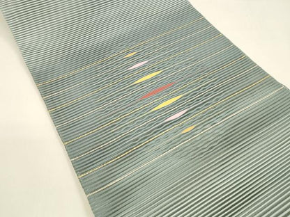 平和屋着物＊夏物 絽綴れ 八寸名古屋帯 横段文 金銀糸 正絹 逸品 DAAY8442cm