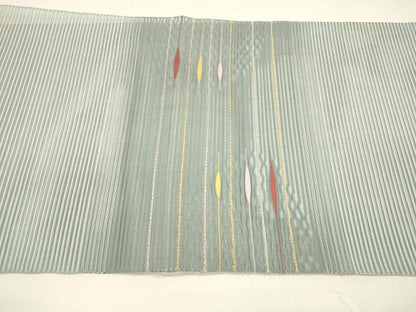 平和屋着物＊夏物 絽綴れ 八寸名古屋帯 横段文 金銀糸 正絹 逸品 DAAY8442cm