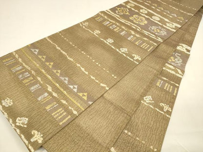 平和屋着物＊夏物 六通柄袋帯 唐織 横段花文 金銀糸 正絹 逸品 DAAY8443cm