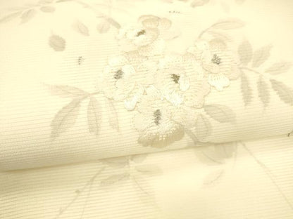 平和屋着物＊夏物 九寸名古屋帯 作家物 手描き 刺繍 枝花文 金銀糸 正絹 逸品 DAAY8444cm