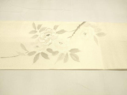 平和屋着物＊夏物 九寸名古屋帯 作家物 手描き 刺繍 枝花文 金銀糸 正絹 逸品 DAAY8444cm