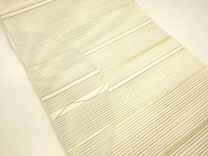 平和屋着物＊夏物 絽綴れ 八寸名古屋帯 横段文 金銀糸 正絹 逸品 DAAY8446cm