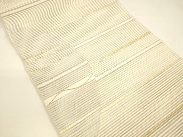 平和屋着物＊夏物 絽綴れ 八寸名古屋帯 横段文 金銀糸 正絹 逸品 DAAY8446cm