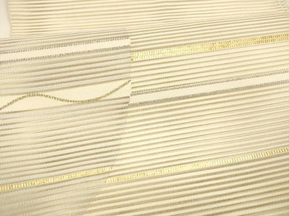 平和屋着物＊夏物 絽綴れ 八寸名古屋帯 横段文 金銀糸 正絹 逸品 DAAY8446cm
