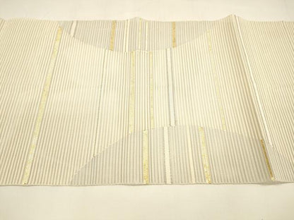 平和屋着物＊夏物 絽綴れ 八寸名古屋帯 横段文 金銀糸 正絹 逸品 DAAY8446cm