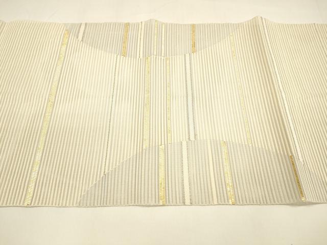 平和屋着物＊夏物 絽綴れ 八寸名古屋帯 横段文 金銀糸 正絹 逸品 DAAY8446cm