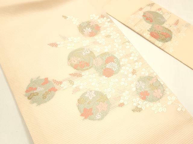 平和屋着物＊夏物 九寸名古屋帯 唐織 草花文 金銀糸 正絹 逸品 DAAY8452cm
