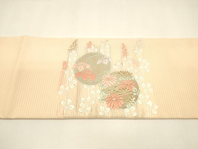 平和屋着物＊夏物 九寸名古屋帯 唐織 草花文 金銀糸 正絹 逸品 DAAY8452cm