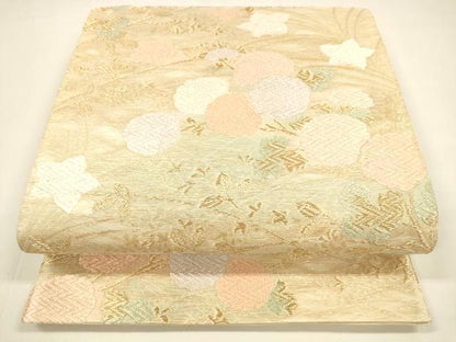 平和屋着物＊夏物 六通柄袋帯 唐織 草花文 金糸 正絹 逸品 DAAY8458cm