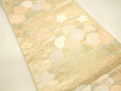平和屋着物＊夏物 六通柄袋帯 唐織 草花文 金糸 正絹 逸品 DAAY8458cm