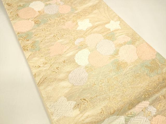 平和屋着物＊夏物 六通柄袋帯 唐織 草花文 金糸 正絹 逸品 DAAY8458cm