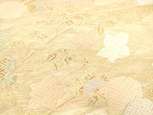 平和屋着物＊夏物 六通柄袋帯 唐織 草花文 金糸 正絹 逸品 DAAY8458cm