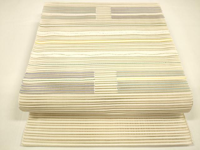 平和屋着物＊夏物 絽綴れ 八寸名古屋帯 横段文 金銀糸 正絹 逸品 DAAY8459cm