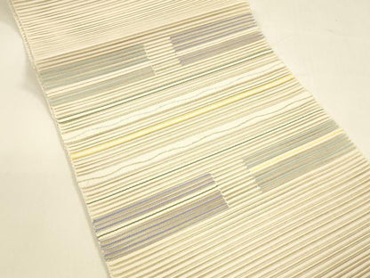 平和屋着物＊夏物 絽綴れ 八寸名古屋帯 横段文 金銀糸 正絹 逸品 DAAY8459cm