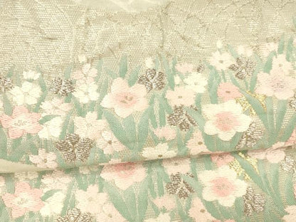 平和屋着物＊夏物 六通柄袋帯 唐織 流水草花文 金銀糸 正絹 逸品 DAAY8461cm