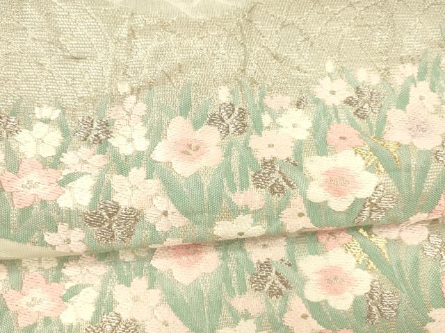 平和屋着物＊夏物 六通柄袋帯 唐織 流水草花文 金銀糸 正絹 逸品 DAAY8461cm