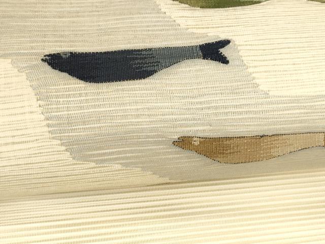 平和屋着物＊夏物　絽綴れ　八寸名古屋帯　魚　正絹　逸品　DAAY8462cm