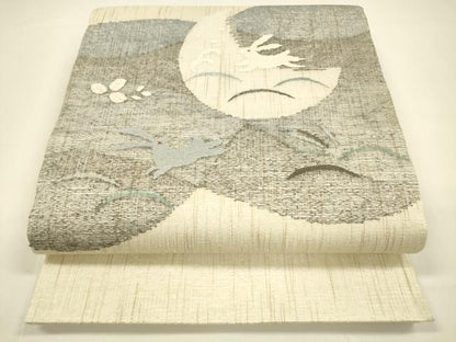 平和屋着物＊夏物 太鼓柄袋帯 すくい織 芝文 月兎 金糸 正絹 逸品 DAAY8464cm