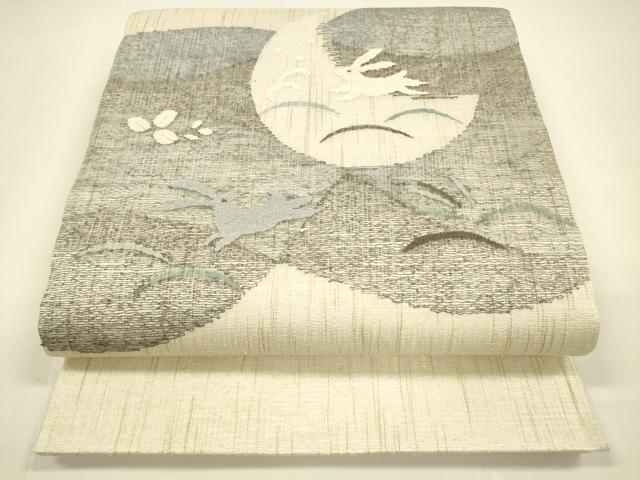 平和屋着物＊夏物 太鼓柄袋帯 すくい織 芝文 月兎 金糸 正絹 逸品 DAAY8464cm