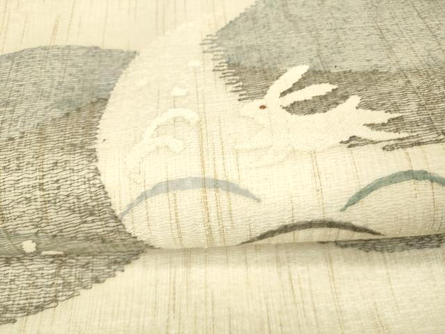 平和屋着物＊夏物 太鼓柄袋帯 すくい織 芝文 月兎 金糸 正絹 逸品 DAAY8464cm