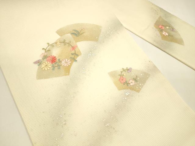 平和屋着物＊夏物 九寸名古屋帯 刺繍 草花文 金銀彩 正絹 逸品 DAAY8465cm