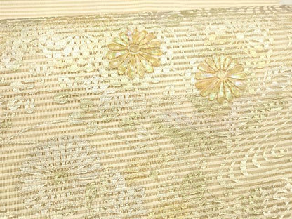 平和屋着物＊夏物　絽綴れ　八寸名古屋帯　螺鈿　流水草花文　金銀彩　正絹　逸品　DAAY8467cm