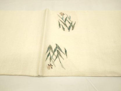 平和屋着物＊夏物 太鼓柄袋帯 草葉文 夏虫 銀糸 正絹 逸品 DAAY8469cm