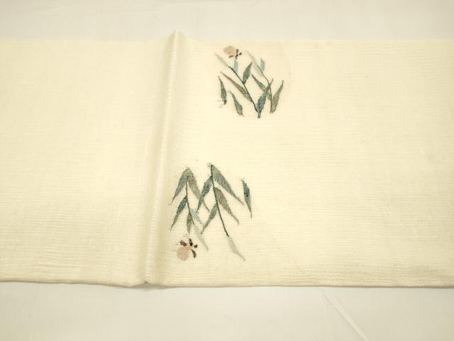 平和屋着物＊夏物 太鼓柄袋帯 草葉文 夏虫 銀糸 正絹 逸品 DAAY8469cm