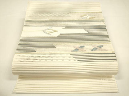 平和屋着物＊夏物 絽綴れ 八寸名古屋帯 抽象文様 金銀糸 正絹 逸品 DAAY8472cm