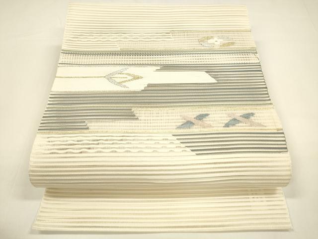 平和屋着物＊夏物 絽綴れ 八寸名古屋帯 抽象文様 金銀糸 正絹 逸品 DAAY8472cm