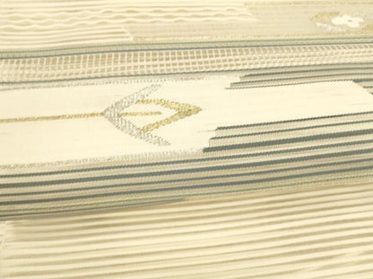 平和屋着物＊夏物 絽綴れ 八寸名古屋帯 抽象文様 金銀糸 正絹 逸品 DAAY8472cm