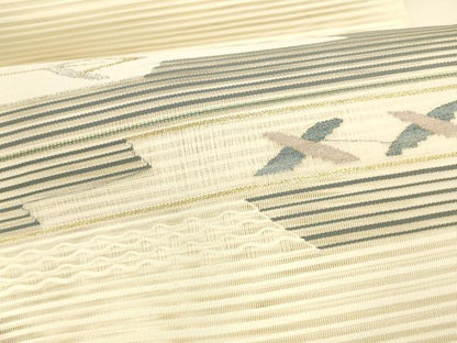 平和屋着物＊夏物 絽綴れ 八寸名古屋帯 抽象文様 金銀糸 正絹 逸品 DAAY8472cm