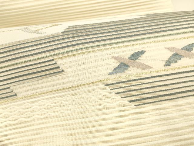 平和屋着物＊夏物 絽綴れ 八寸名古屋帯 抽象文様 金銀糸 正絹 逸品 DAAY8472cm
