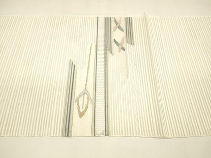 平和屋着物＊夏物 絽綴れ 八寸名古屋帯 抽象文様 金銀糸 正絹 逸品 DAAY8472cm