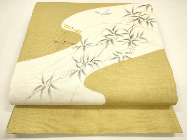 平和屋着物＊夏物 太鼓柄袋帯 手描き 蜻蛉南天文 正絹 逸品 DAAY8474cm