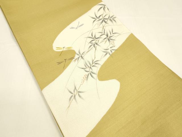 平和屋着物＊夏物 太鼓柄袋帯 手描き 蜻蛉南天文 正絹 逸品 DAAY8474cm