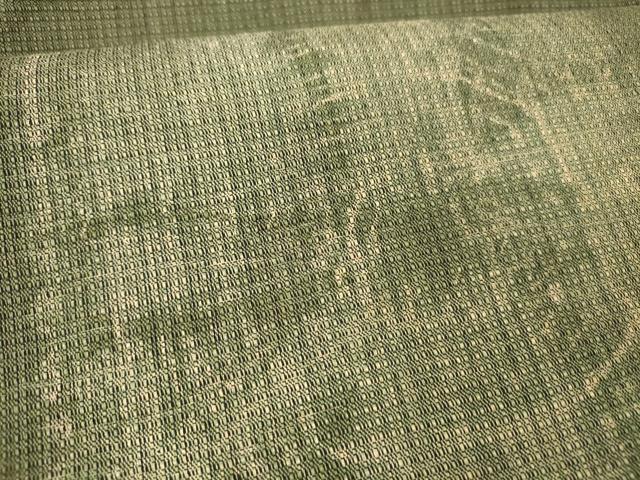 平和屋着物＊夏物 伝統工芸士 山田紘治 八寸名古屋帯 柿渋ずぶ染 諸紙布絞り 抽象文様 証紙付き 正絹 逸品 DAAY8475cm