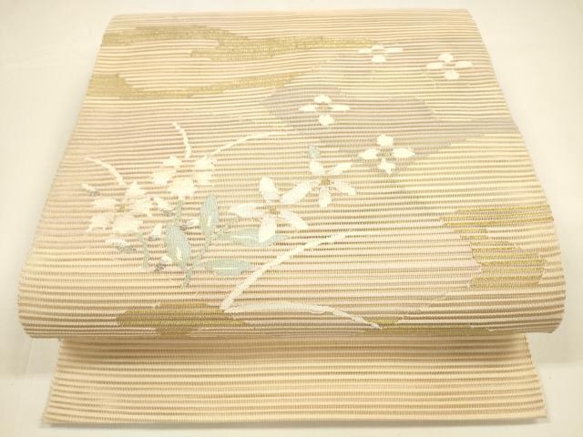 平和屋着物＊夏物 絽綴れ 八寸名古屋帯 草花文 金銀糸 正絹 逸品 DAAY8476cm