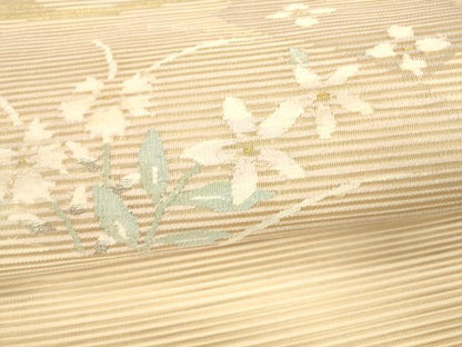 平和屋着物＊夏物 絽綴れ 八寸名古屋帯 草花文 金銀糸 正絹 逸品 DAAY8476cm