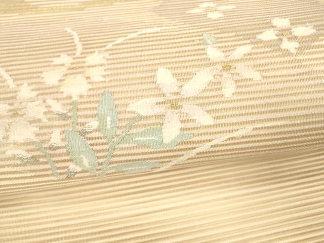 平和屋着物＊夏物 絽綴れ 八寸名古屋帯 草花文 金銀糸 正絹 逸品 DAAY8476cm