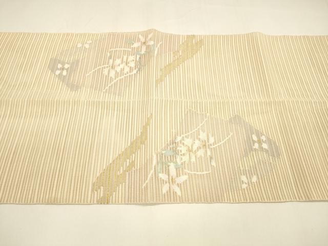平和屋着物＊夏物 絽綴れ 八寸名古屋帯 草花文 金銀糸 正絹 逸品 DAAY8476cm